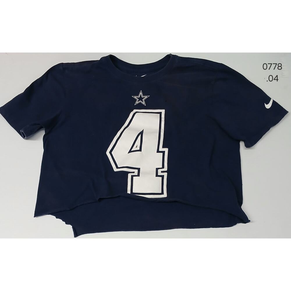 Nike Tee (Medium) Blue NFL Dallas Cowboys #4 Crop Shirt